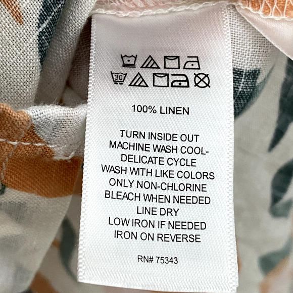 Rachel Zoe Womens Linen Button Up Top Size 1X Roll Tab Sleeves Artsy Office Boho - Picture 5 of 9